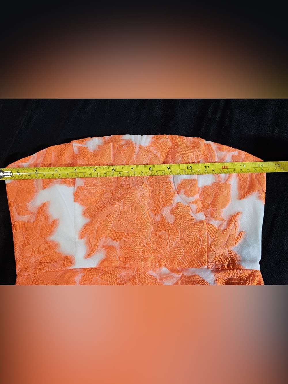 Showpo Brailey Strapless Jacquard Midi Dress Orange White US 2 NWT - Picture 5 of 11